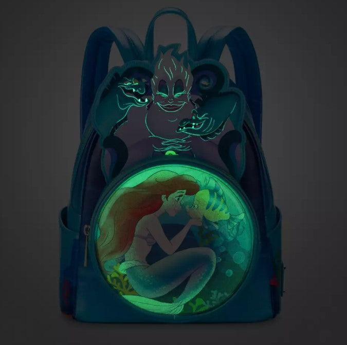 The Little Mermaid 35th Anniversary Glow-in-the-Dark Loungefly Mini Backpack