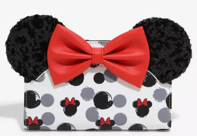 Loungefly Disney Minnie Mouse Sequin 3D Ears Snap Wallet